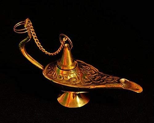Buycrafty handmade Brass Metal Alladin Chirag With oil Lamp 5 Inches Incense holder /home decoration handicrafts Meditation