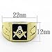 Marimor Jewelry Men's Stainless Steel 14K Gold Ion Plated Crystal Masonic Lodge Freemason Ring Size 13