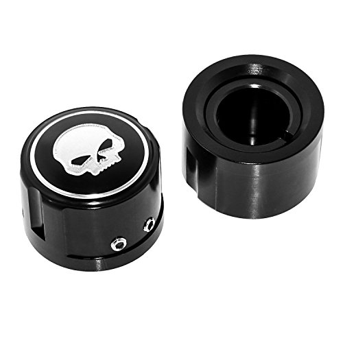 Senkauto Skull Black Front Axle Cap Nut Cover For Harley Sportster Touring Dyna Touring Softail Electra Street Glide (Black 05)