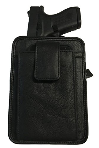 Black Leather Concealment Gun Holster Fits Glock 42 and Holds Iphone 6 All-in-one - Thumbnail 4