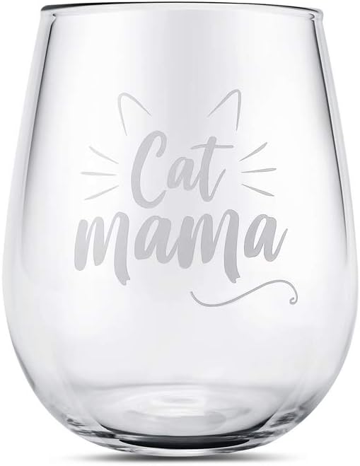 Yalucky Cat Mama Wine Glass Mothers Day Gifts for Wife from Husband Daughter Son-Mum Gifts -Funny Birthday Gift for Wife,New Mum,Mom to be,Pregnant Mom,cat Lover Funny Gift