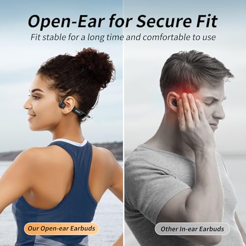 CXK Bone Conduction Headphones Bluetooth 6.0 Open Ear Wireless with Mic | Premium Loud Sound, 10-Hour Playtime, IPX6 Waterproof, Lightweight Bone Conduction Earbuds for Running, Cycling, Walking