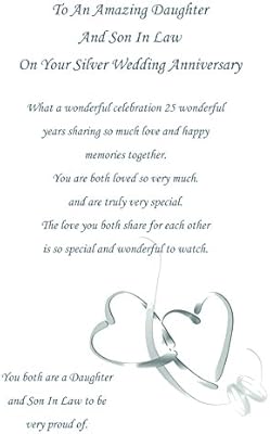 Daughter Son In Law Silver Wedding Anniversary Card Amazon Co Uk Office Products
