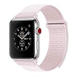 penen for Apple Watch Band 38mm 42mm Soft Nylon Watch Sport Loop Band Adjustable Closure Wrist Strap Breathable Woven Nylon Replacement Strap for Apple Watch Series 3,2,1 (Pearl Pink, 38 mm)