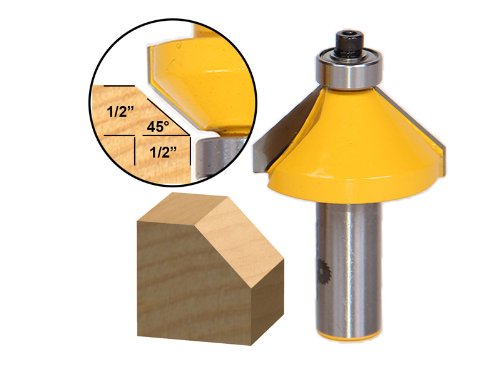 Yonico 13106 45-Degree Chamfer/Bevel Edging Router Bit with Large 1/2-Inch Shank