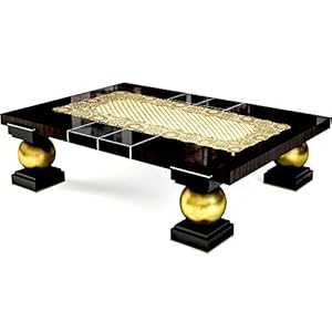 LOOMANTHA miles to go. PVC Embroidered 4 Seater Table Runner(Gold)