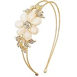 Lux Accessories Faceted White Flower Floral Pave Crystal Stretch Headband