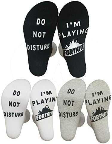 JOLOS 'Do Not Disturb' I'm Playing Fortnite' Funny Ankle Socks for Men Kids Boys- Great Gamer Gift For Fornite Lovers