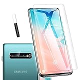 Galaxy S10 Plus Screen Protector Tempered Glass[6.4 inches], 100% Touch Responsive, Include a Camera Lens Protector and Installation Tools[Case Friendly][Full Coverage][HD Clear]