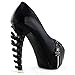 SHOW STORY Womens Skull Zipper Peeptoe Platform Bone Heel Club Pumps,LF80624