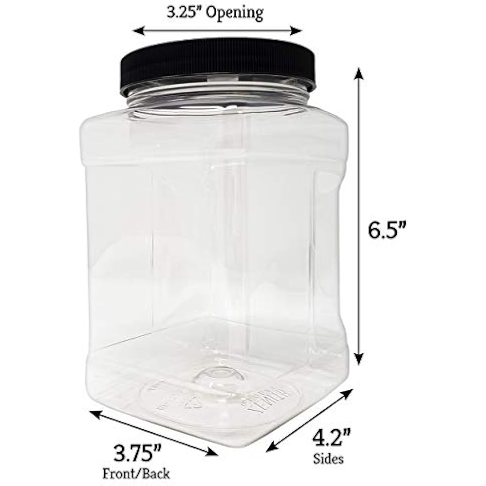 48 Oz Plastic Storage Jars With Lids (Pack Of 6) Large Clear Empty