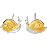 Cute Small Snail Stud Earrings For Women 925 Sterling Silver Post Hypoallergenic Dainty Tiny Animal Cartilage Tragus Piercing Studs Unique Cartoon Birthday Jewelry Gift Daughter Best Friend