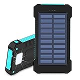Solar Power Bank 20000mAh Portable Phone Charger Waterproof Battery Packs with Dual Ports, Compass, Flashlight for Camping Solar Panel for Smartphones,GoPro Camera,GPS and Other Devices