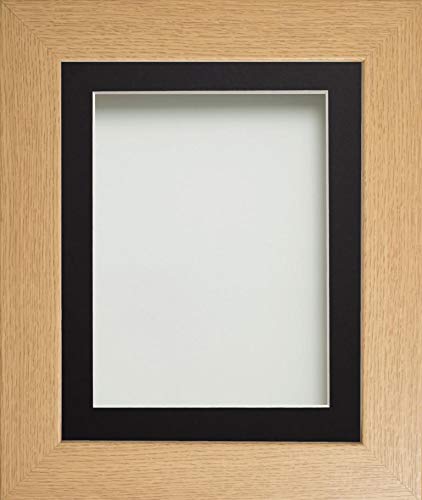 Frame Company Watson Range Beech 10x8 inch Picture Photo Frame with Black Mount for Image 7x5 inch *Choice of Sizes* Fitted with Real Glass
