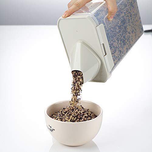 Komax Fresh Grain Set of 2 Rice Containers | 2-Quart Dry Food Storage Dispenser | Suitable for Rice, Pet Food & Grain Storage | With Lid & Measuring Scoop (1-cup) | BPA-Free & Dishwasher Safe