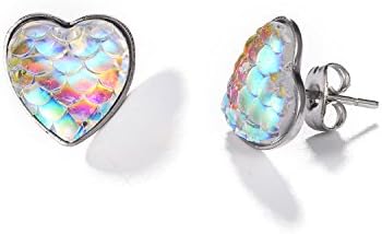 Aganippe Fairytale Mermaid Scales Stud Earrings for Girl Women Jewelry hypoallergenic
