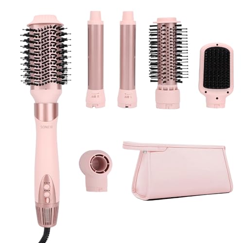 Sonew 6-in-1 Multi Hairstyler & Airstyler, 110,000 rpm, Hair Styler with Ions and Dryer, Automatic Curling Iron 32mm, Hot Air Brush 68mm/32mm, Straightening Brush