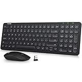 VicTsing Wireless Keyboard and Mouse Combo[Whisper Quiet & Scissor-Switch], 2.4G Slim Wireless Keyboard with Stand and Silent Mouse, Nano USB Receiver, for PC Computer Laptop Mac Windows,Black