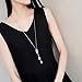 Wensltd Clearance! Women's Luxury Crystal Pearls Pendant Necklace Sweater Chains (Silver)