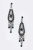 KARMAS CANVAS CRYSTAL DROPLET FRINGE EARRINGS (Black)