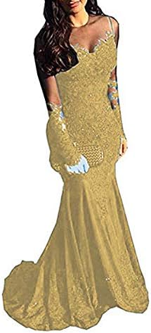 HelloLadyBridal Women's Illusions Lace Mermaid Prom Dress Long Sleeves Evening Formal Gown