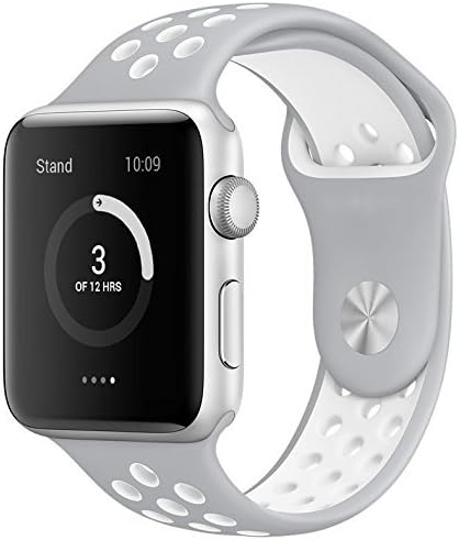 Apple Watch Band 42 mm - Sports Soft Silicone Replacement Band For iWatch Series 3 2 1, Nike + Sport Edition Strap M/L Size Casual Accessories Grey White