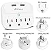Multi Plug Outlet, 3 Outlet 2 USB Port Wall Charger with Universal Travel Adapter, 250V to 110V Voltage Converter for US/UK/EU/AU/CN/JP Worldwide Plug Adapter (White)