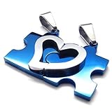 KONOV 2pcs Mens Womens Couples Heart Puzzle Stainless Steel Pendant Love Necklace, 18 & 22 inch Chain