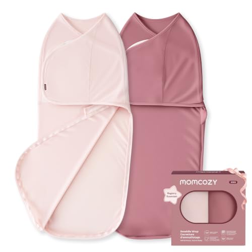 Momcozy Swaddles for Newborns, Quiet Fastener Swaddle Suitable for Infant 0-3 Months, New-Parent-Friendly Sleep Sack, Reduce Startle Reflex, Newborn Boys Girls Registry Essentials, 2-Pack, Bloom