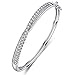 Caperci White Gold Plated Cubic zirconia Diamond Crossover Bangle Bracelets for Women, 7.25''