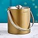 VonShef 3Qt Brushed Gold Stainless Steel Ice Bucket Barware Kit - Double Walled Insulated with Lid, Carry Handle and Tongs Set