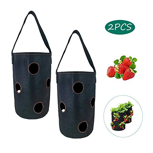 FLYING TIGER Planting Grow Bag, Hanging Design Gallon Strawberry Grow Bags 8 Grow Bag Fabric Plant Grow Pot Black Planter Bag