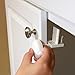 Qdos Adhesive Double Door Cabinet Lock - Easy One Handed Operation - Patented ZeroPinch Design - Only Fits Standard Framed Cabinets and Furniture - Baby Proofing Doesn't Have to be Ugly | White