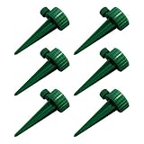 Evelots Set Of 6 Watering Spikes With Control Valve, Plant Supplies, Green