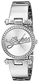 GUESS Women's U0287L1 Iconic Shine & Dazzle Crystal Logo Silver-Tone Watch
