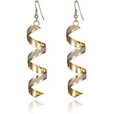 Anmpab Boho Spiral Earrings for Women Gold Silver Metal Wave Thread Twist Drop Dangle Earrings Statement Jewelry