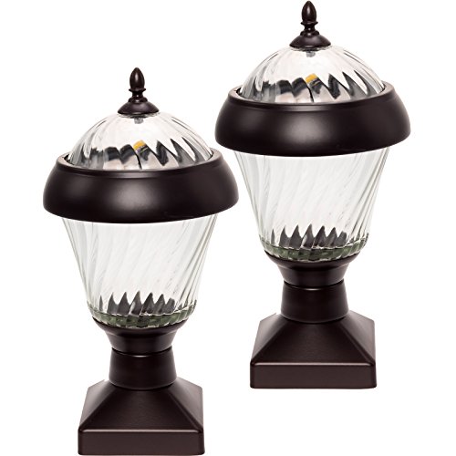 2 Pack GreenLighting Bahama High End Solar Post Cap Lights (Remington Bronze)