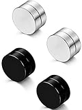Besteel Stainless Steel Acrylic Circle Round Magnetic Earrings for Men Studs Plugs Non Piercings Clip On Girl Gauges for Ears 2 Pairs 10mm