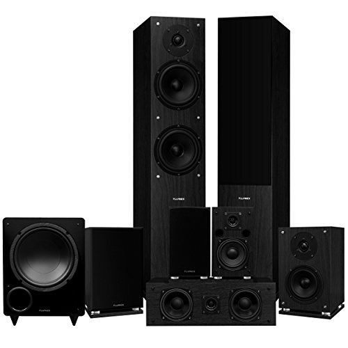 Fluance Elite Series Surround Sound Home Theater 7.1 Channel Speaker System Including Floorstanding, Center Channel, Surround, Rear Surround Speakers, and a DB10 Subwoofer – Black Ash (SX71BR)