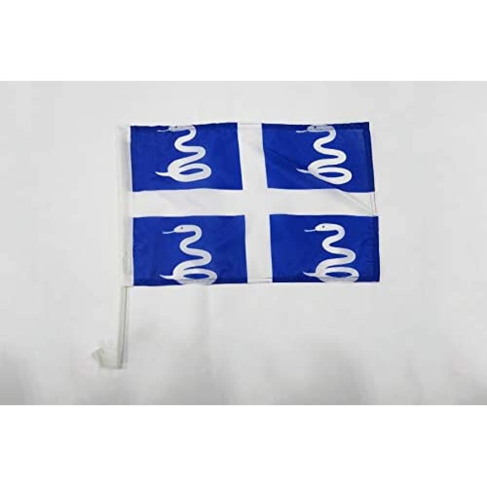 Martinique Car Flag 18'' x 12'' - French region of Martinique Car flags 30 x 45cm - Banner 18x12 INCHES PLASTIC STICK - AZ FLAG