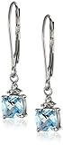 10K White Gold, Gemstone, and White Topaz Leverback Earrings