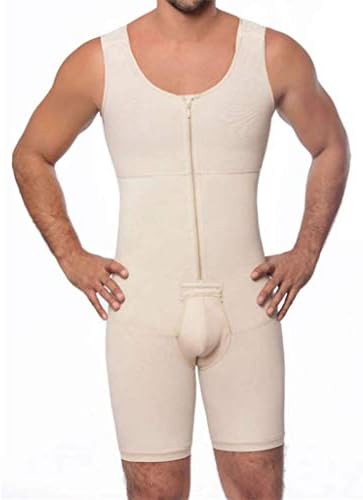 GODIWAN Men Waist Trainer Zipper Abdomen Tight Waist Bodysuit Large Size Open Crotch Girdle Corset