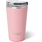Swig Life 24oz Party Cup, Stackable Insulated Travel Coffee Tumbler with EZ Slider Lid, Cup Holder Friendly, Stainless Steel 24 oz Tumbler, Reusable Coffee Mug (Blush)