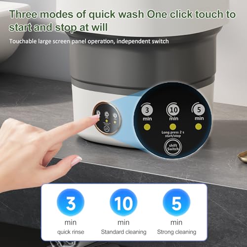 Portable Washing Machine 20L —Small Foldable Washer with Spin Basket, Mini Laundry Machine for Travel, Dorms, Camping, Ideal for Baby Clothes, Underwear, Socks Gray
