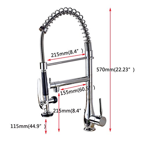 Senlesen Deck Mounted Commercial Style Pre-rinse Spring Kitchen Sink Faucet with Pull Down Sprayer Chrome Polished