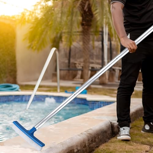 LALAGO Pool Brush, with 210 cm Adjustable Aluminium Bar, Pool Cleaning Brush, Brush Head with Handle, Cleaning Brush, Bottom Cleaning Brush (Set D)