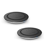 Nekteck Wireless Charger Fast Wireless Charging Pad for Samsung Galaxy S9/ S9+/ S8 /S8 Plus /S7 /S6 S7 Edge/Note 8 5, Standard Charger for iPhone X/Xs Max/ 8/ 8Plus 2 Pack (Adapter NOT Included) 