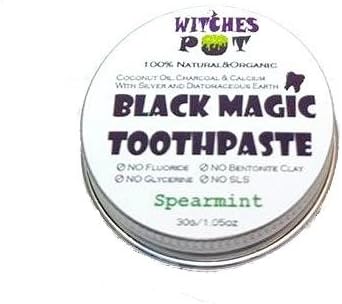 New Black Magic Teeth Whitening Polishing Toothpaste with Activated Charcoal Powder, Coconut Oil,Natural Minerals & Colloidal Silver by WitchesPot