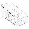 iDesign-59840-Storage-Box-with-4-Compartments-Large-Plastic-Spice-Rack-for-Kitchen-and-Pantry-Practical-Kitchen-Organiser-for-Spices-and-Condiments-Clear iDesign Divided Storage Container, Fridge Organiser, BPA-free Clear Drawer Organizer for Kitchen, Fridge and…