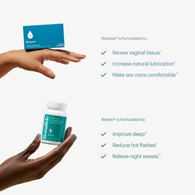Bonafide Relizen + Revaree – Hormone-Free Relief from Hot Flashes and Night Sweats During Menopause* + Vaginal Moisturizer with Hyaluronic Acid – 1 Month Supply
